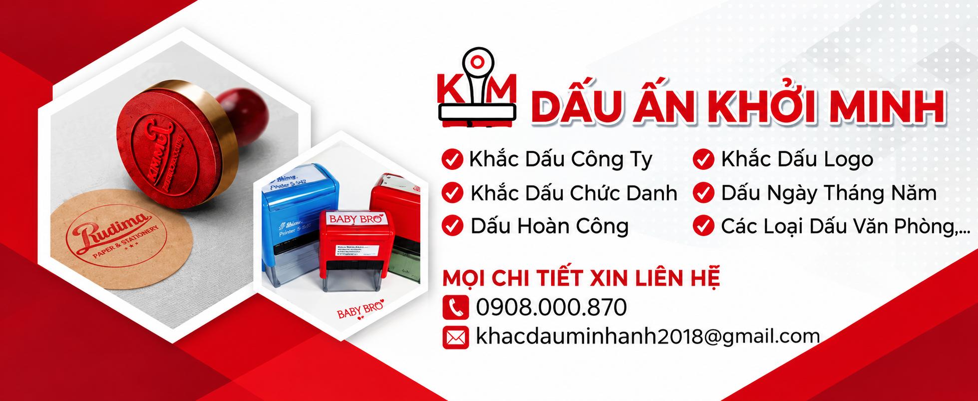 Dấu Ấn Khởi Minh - khắc dấu công ty, dấu chức danh, dấu hoàn công, dấu logo, dấu ngày tháng năm tại TP.HCM. Zalo 0908.000.870